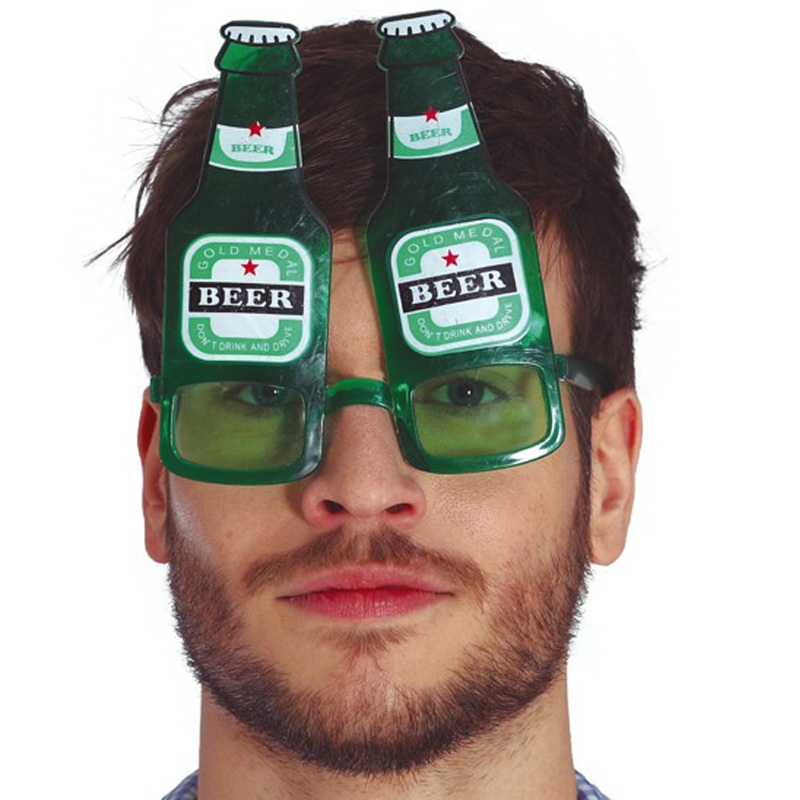 Beer bottle glasses in green