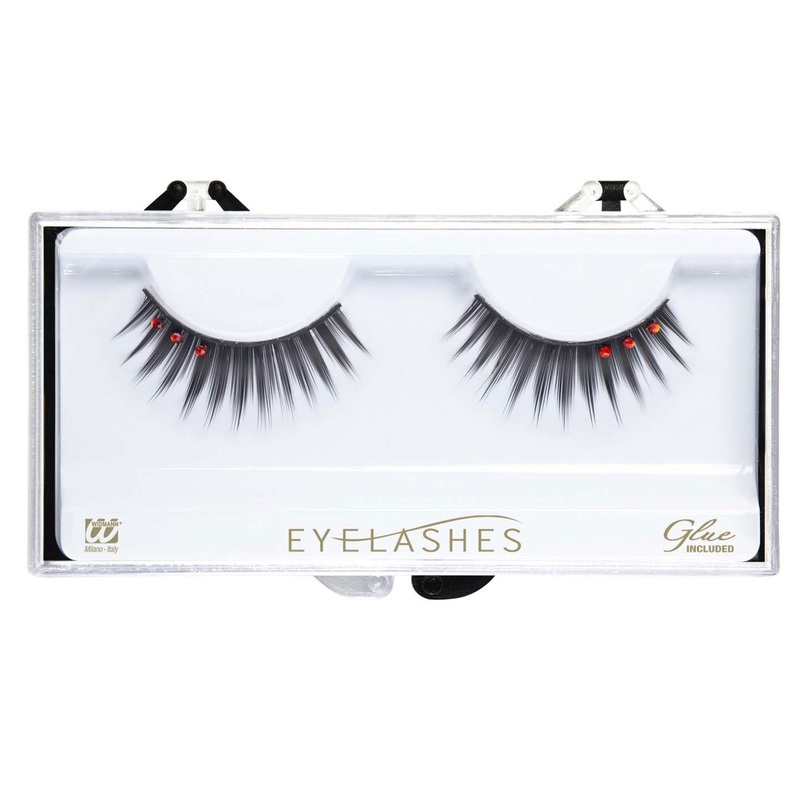 Black rhinestone eyelashes red