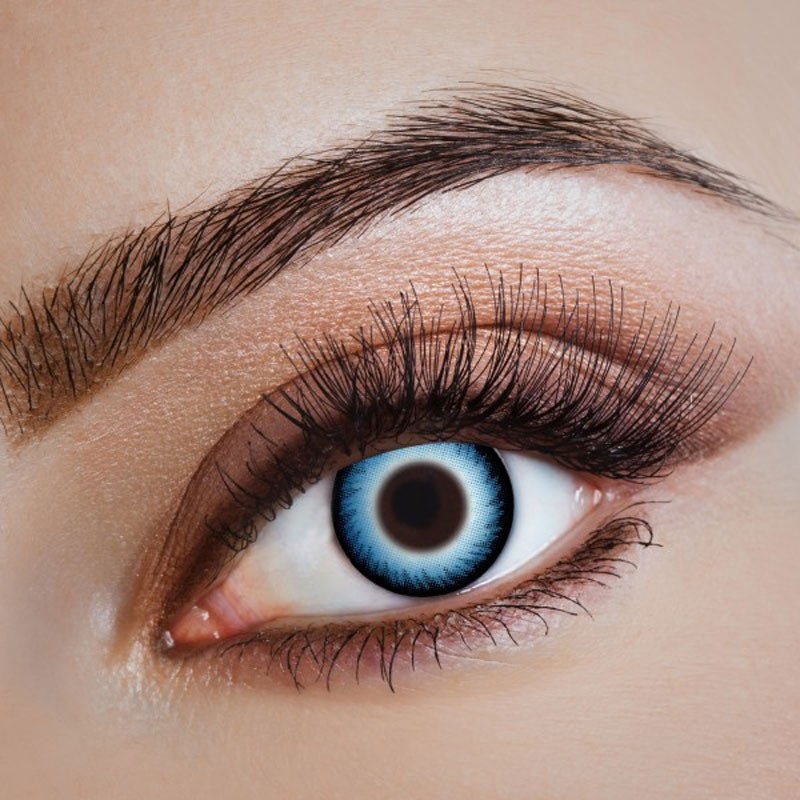 Blue glowing contact lens
