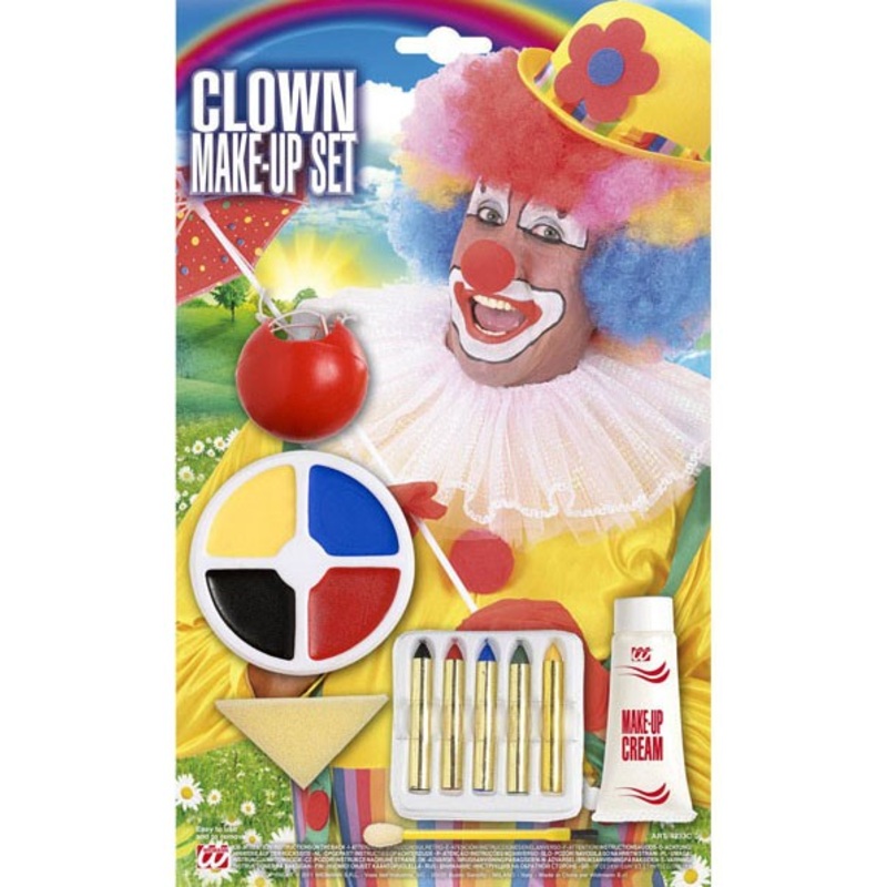 Classic clown make-up with a nose