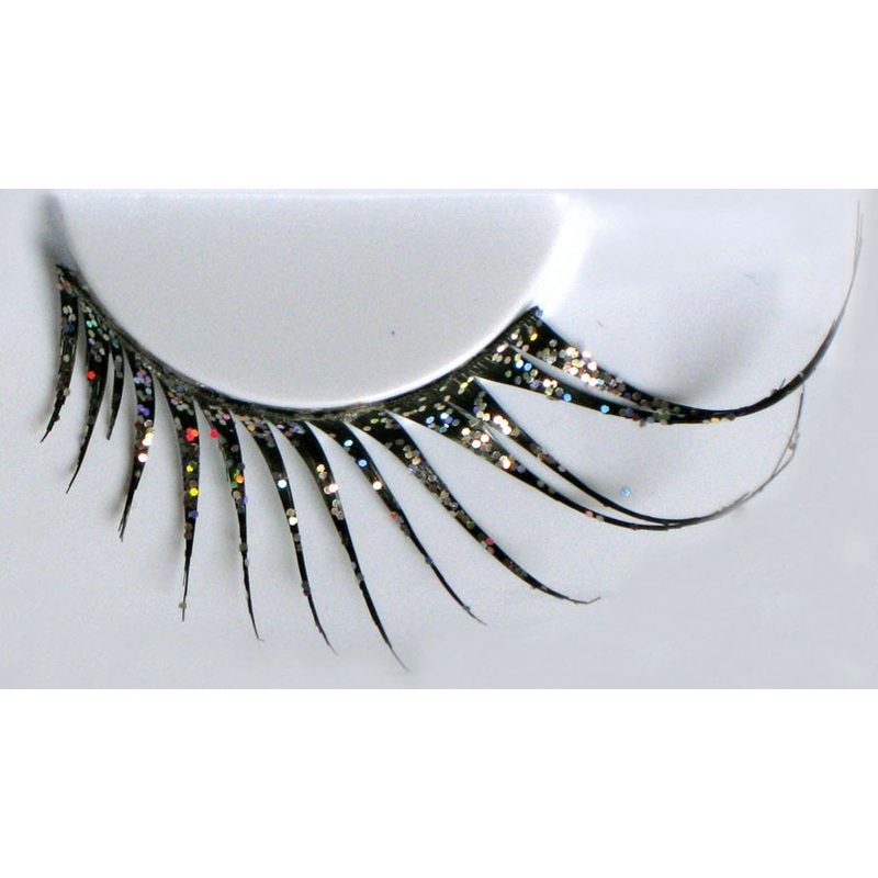 Curved glitter eyelashes in black