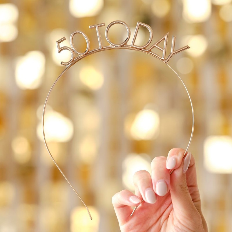 Elegant 50th birthday headband