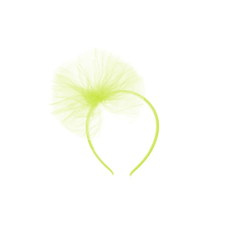 Light green headband with tulle pompom