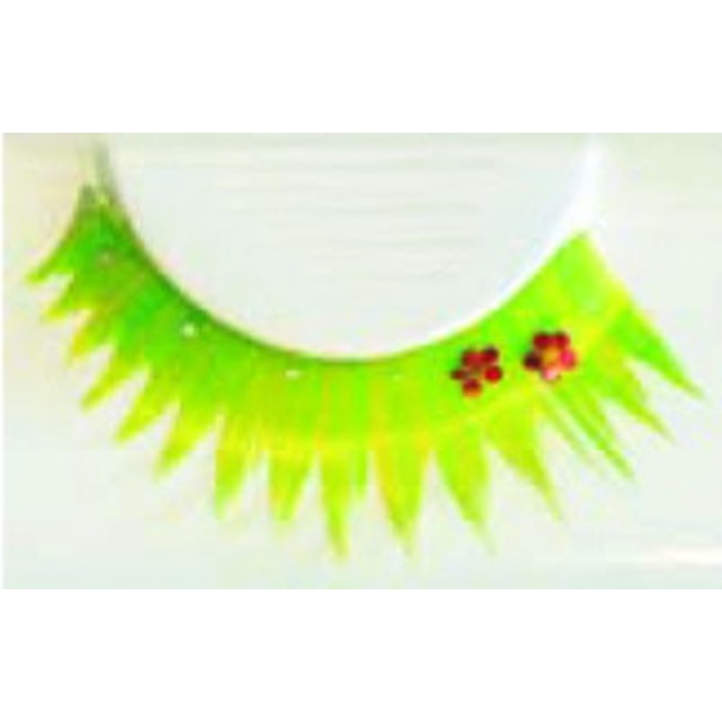 Neon-green glitter eyelashes