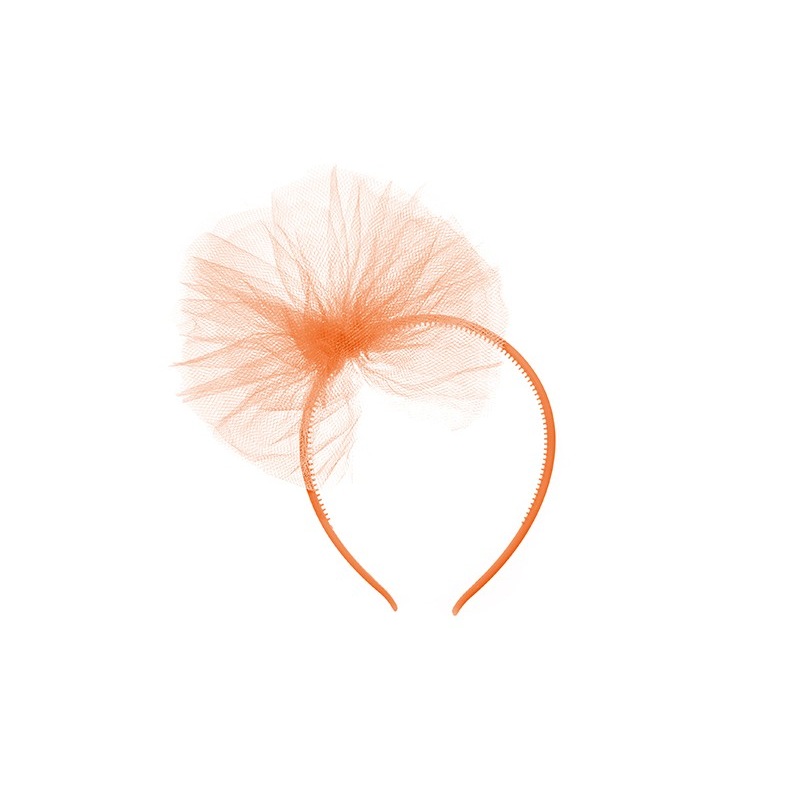 Orange headband with tulle pompom