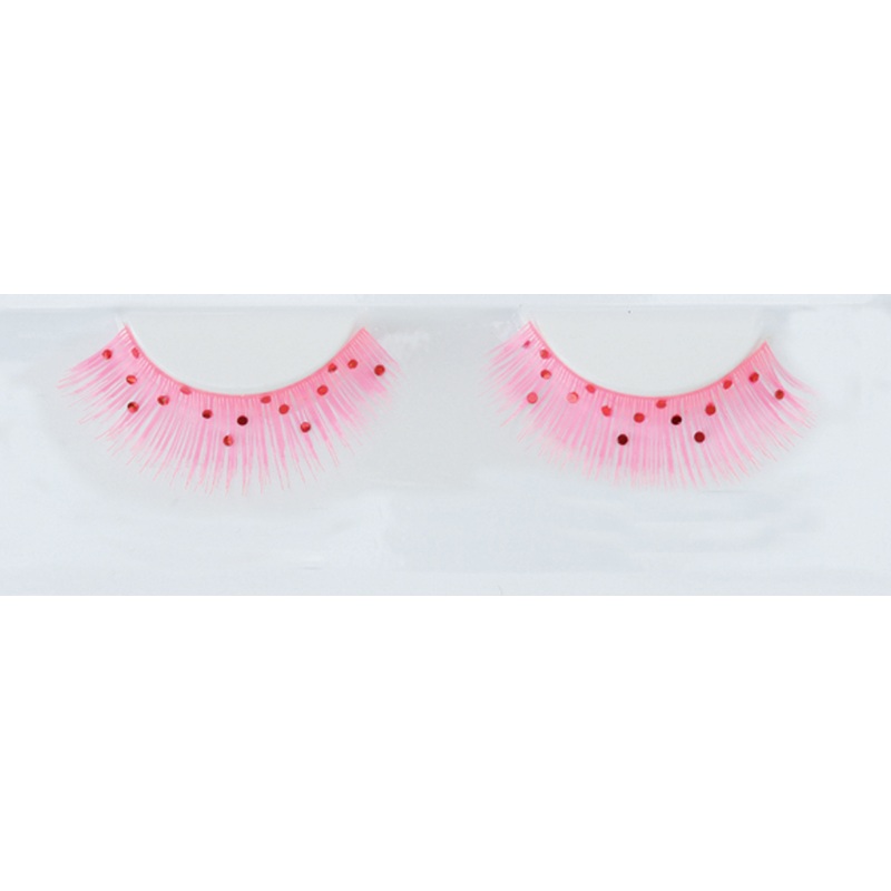 Pink eyelashes with sequin decoration