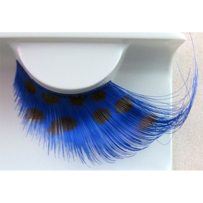 Spotted feather eyelashes blue
