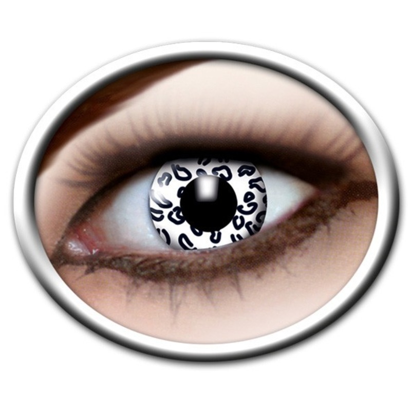 White Leo pattern annual contact lenses