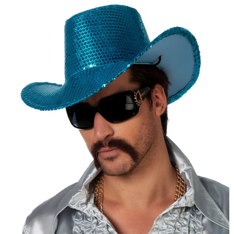 Blue sequin cowboy hat