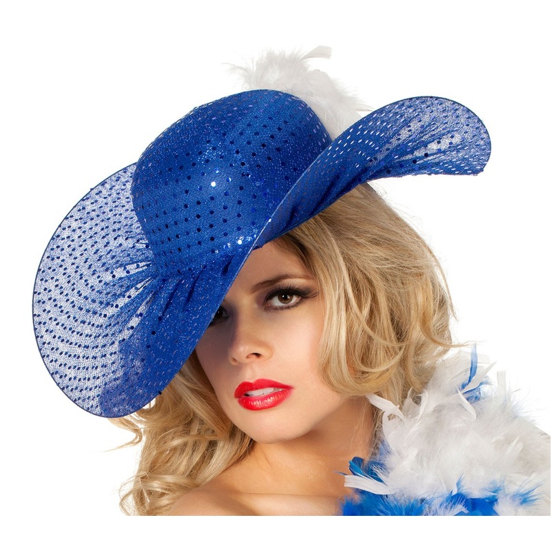 Blue sequined ladies floppy hat