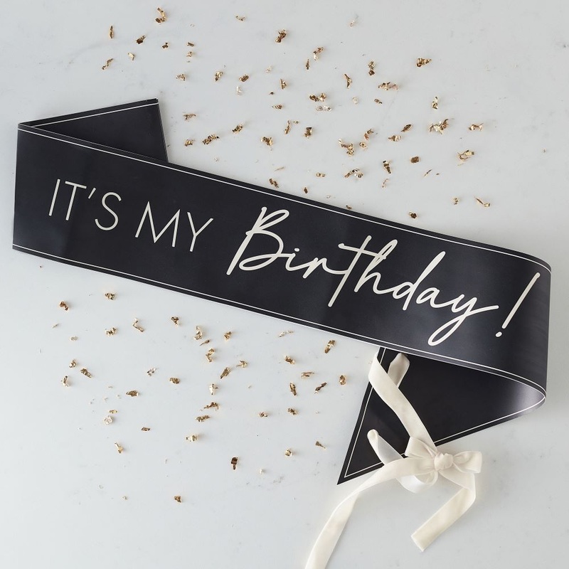 Elegant nude black birthday sash
