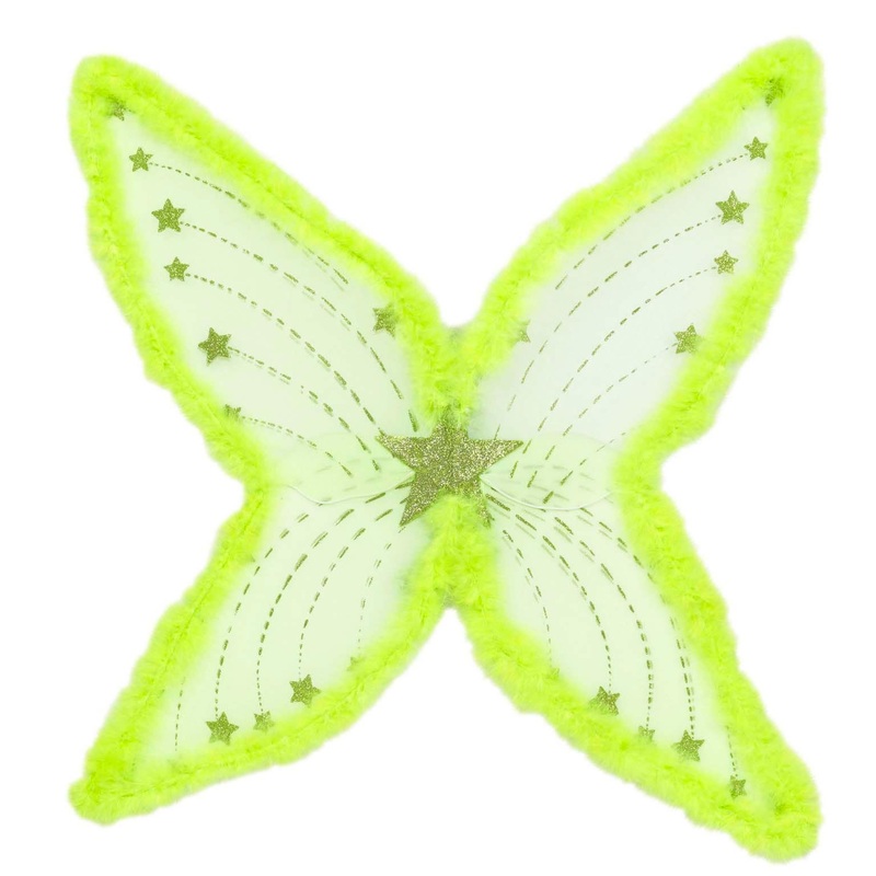 Neon green fairy wings with marabou border