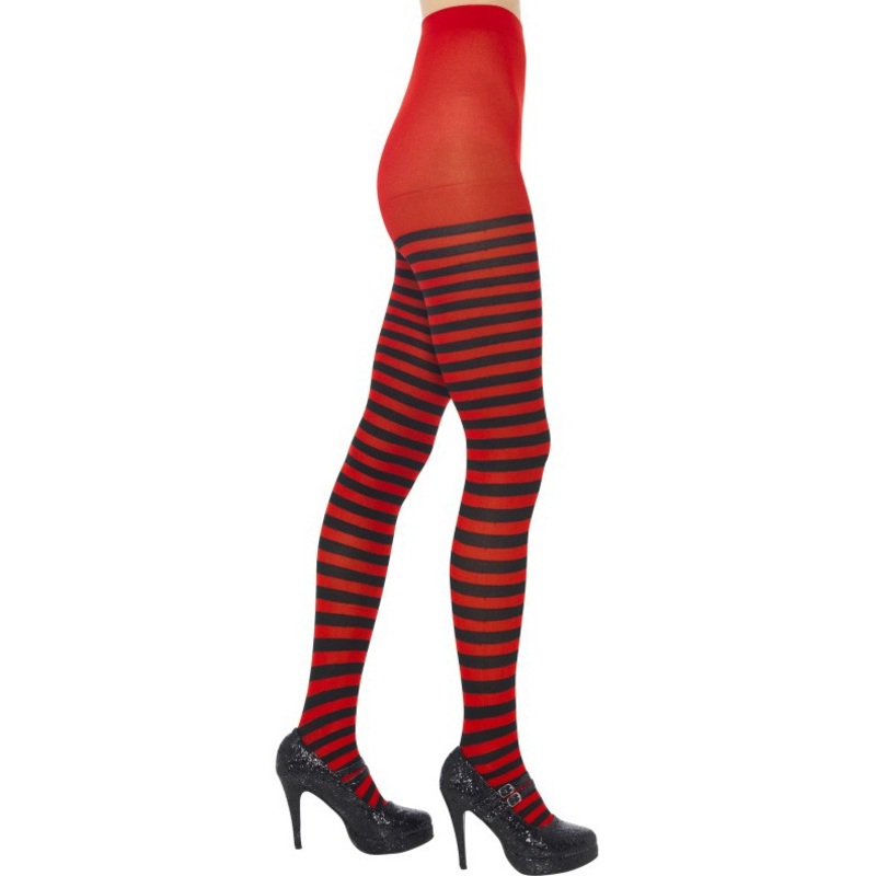 Red black curled tights