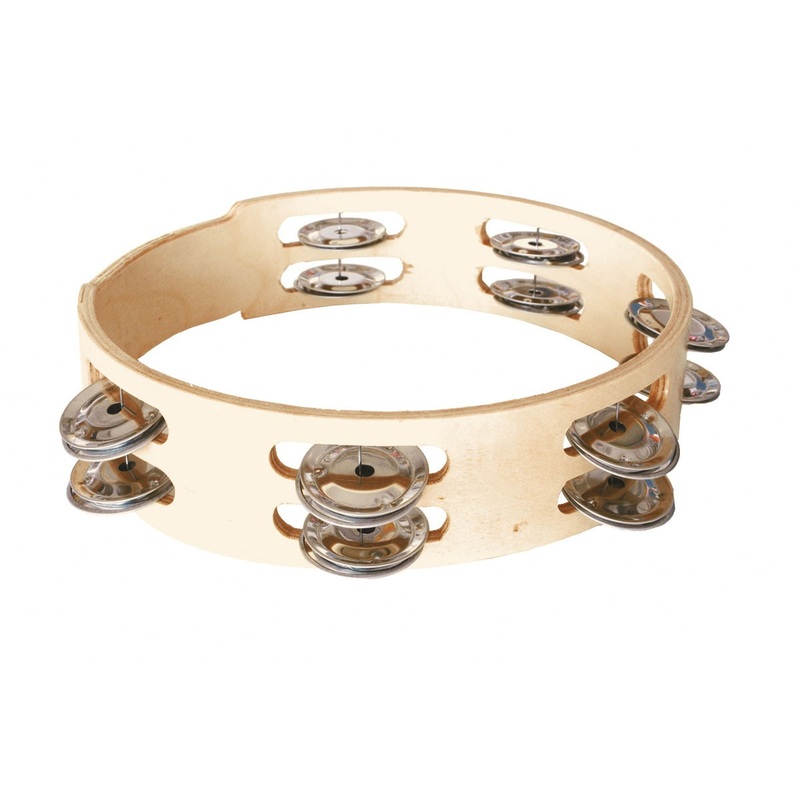 Sounding wooden tambourine with 12 bells