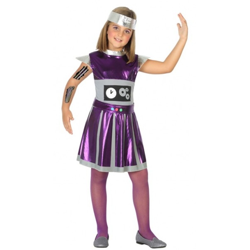 Alina purple robot costume for children