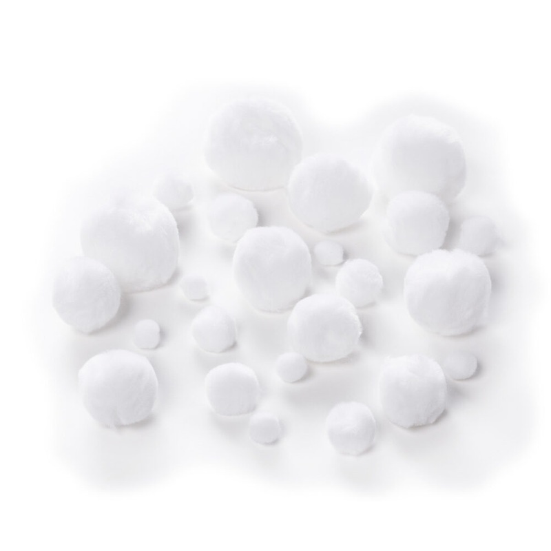 Pompons wei 1-5cm 30 Stck