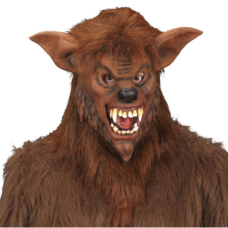 Wolf man mask with plush fur