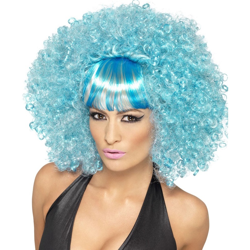 Azure blue curls Afro wig