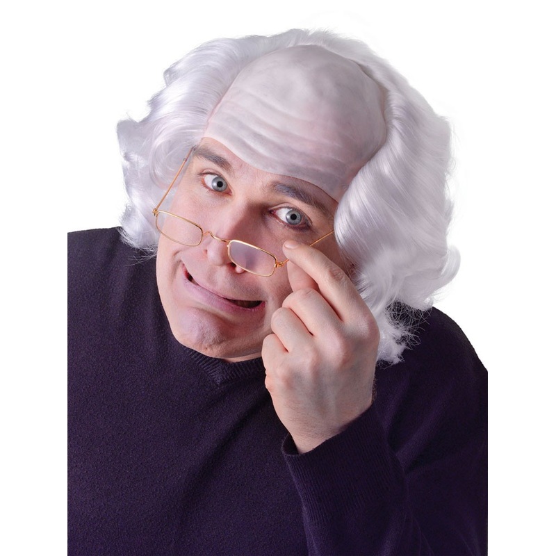 Bald head with a fringe of white hair