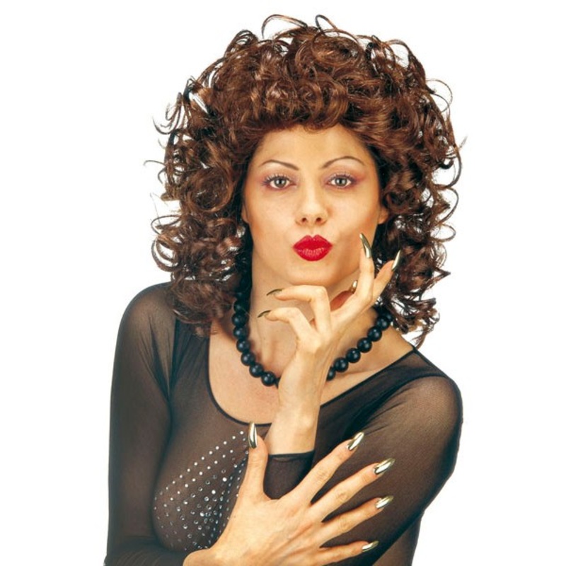Voluminous curly wig brown for women