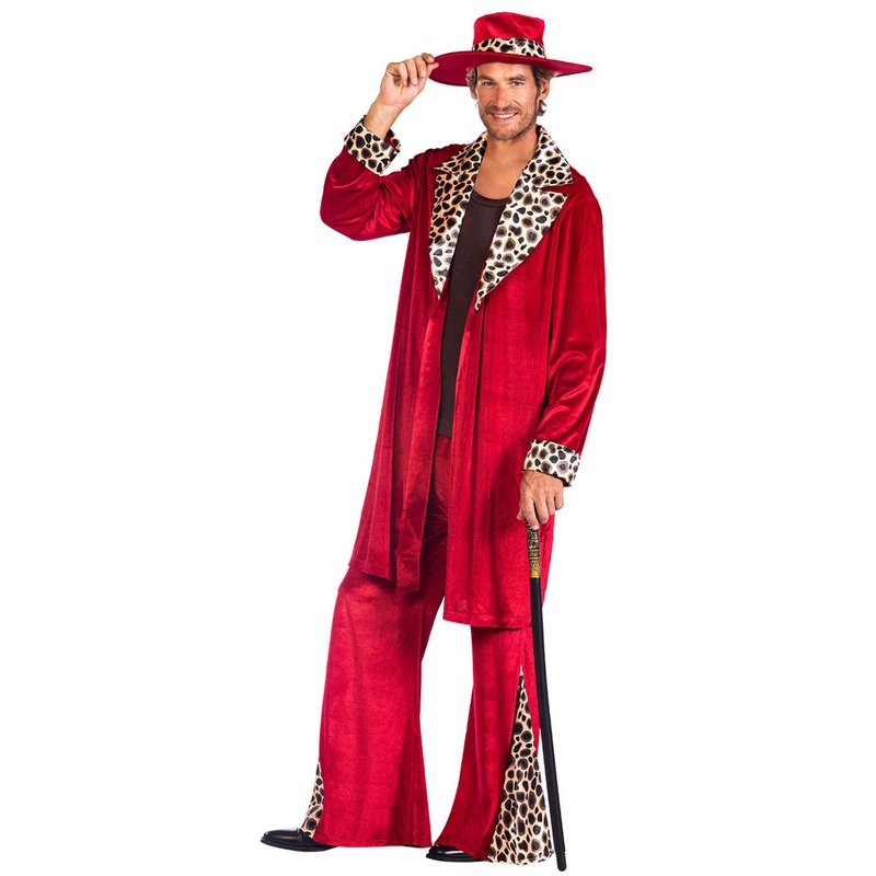 70's Red Pimp costume for men M-L