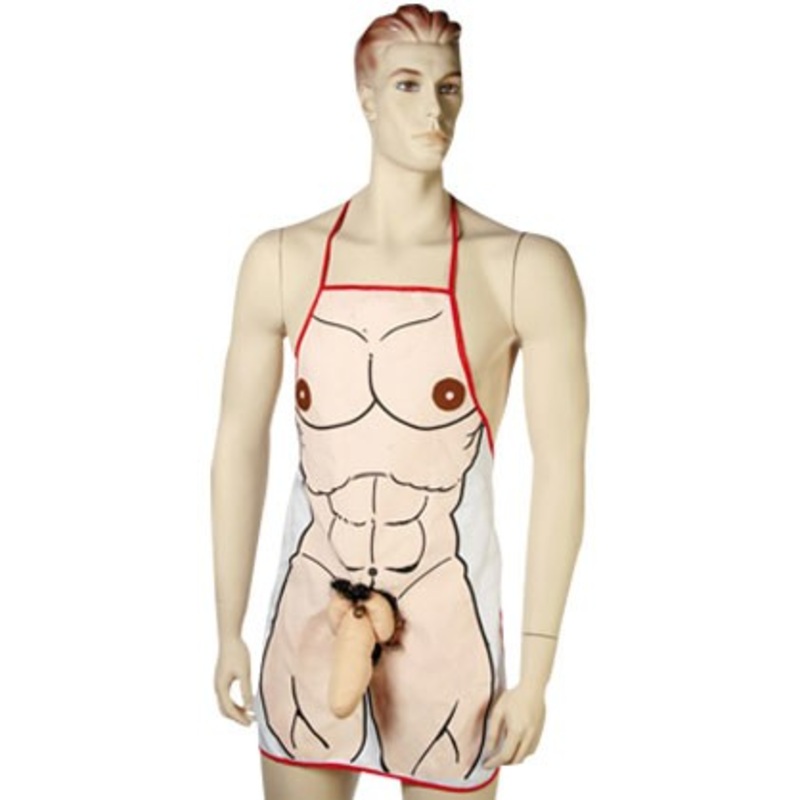 Apron with plush penis joke article