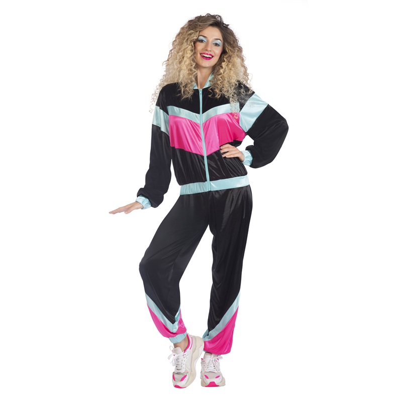 80s jogging suit for women black and multicolored 34-36