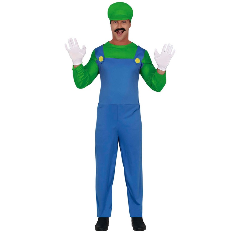 Super plumber men's costume green-blue 48-50