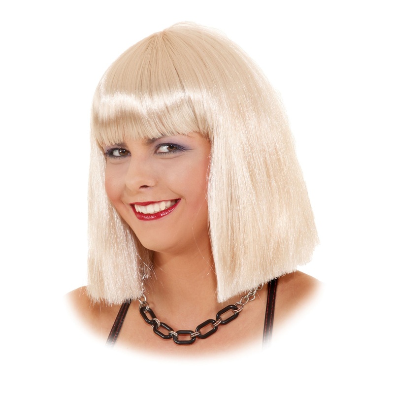 White-blonde long bob women's wig