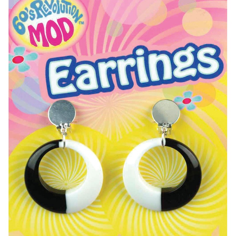 1960s retro earrings in black & white