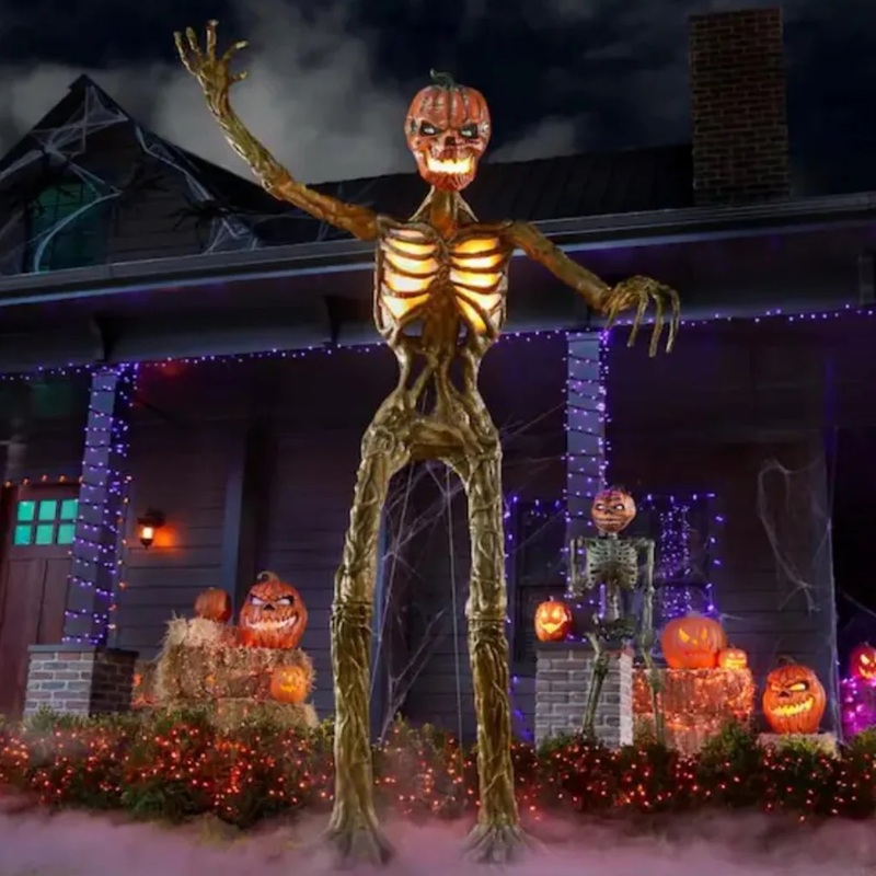 12ft Giant Inferno Pumpkin with LED Eyes Animated Prop