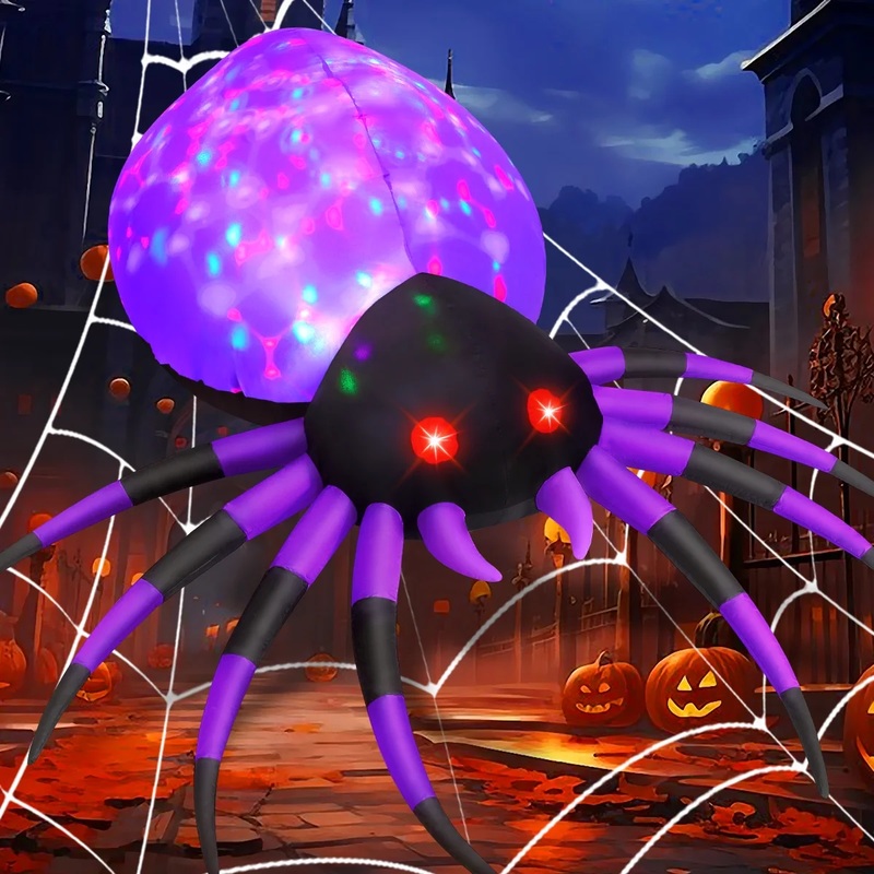 5ft Halloween Inflatable Light Up Purple Spider