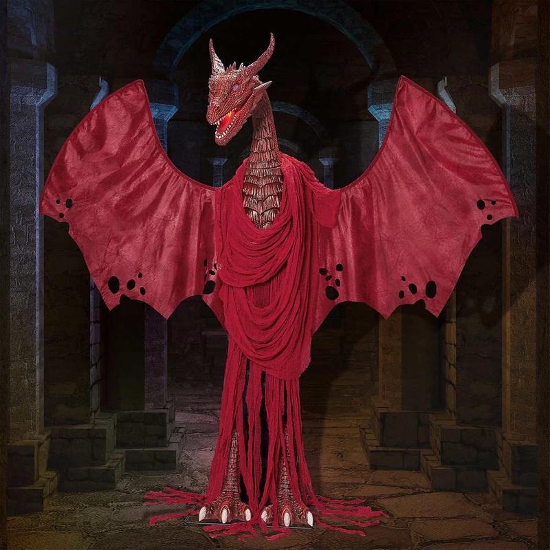 7ft Fire Dragon Animated Halloween Prop