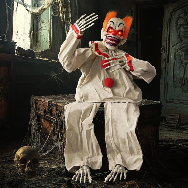 Shaking Sitting Clown Animated Halloween Prop