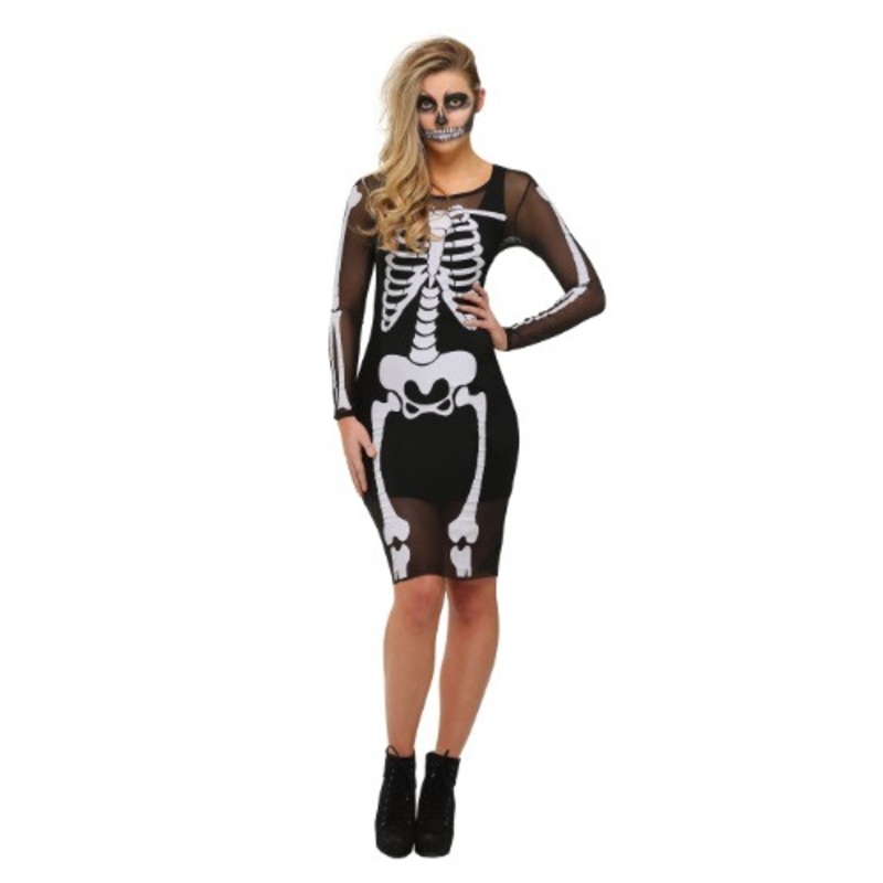 Plus Size Women's Mesh Skeleton Costume Dress
