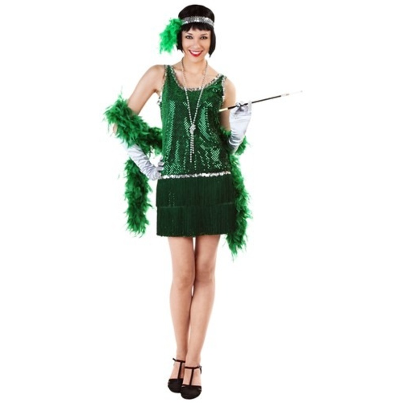 Sequin & Fringe Green Flapper Costume Plus Size