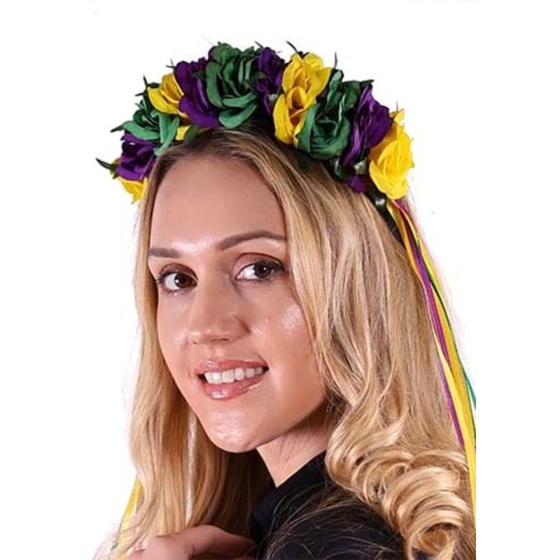 Adult Mardi Gras Floral Crown Headband