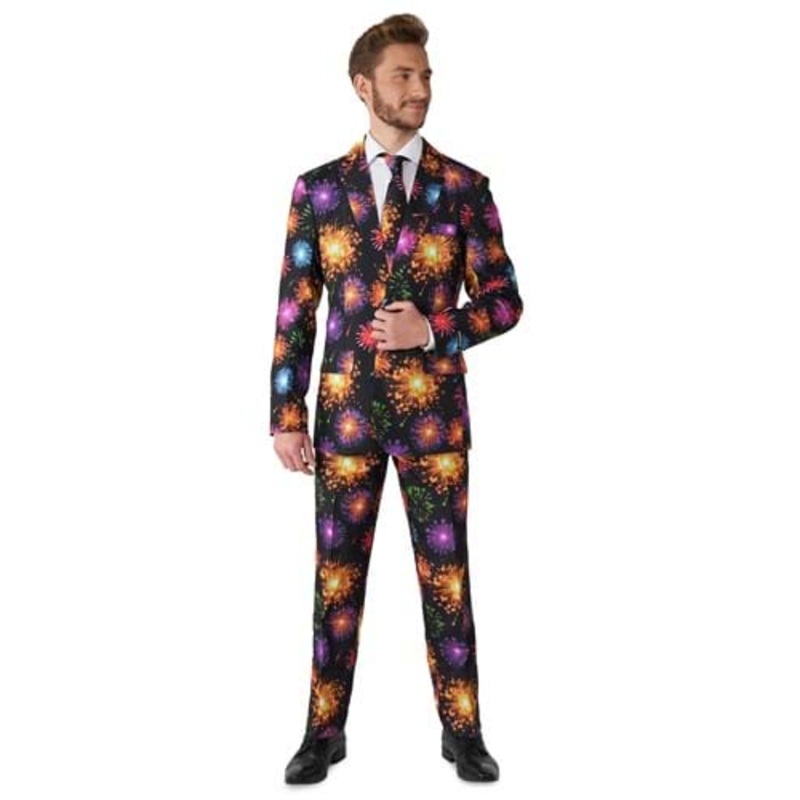 Suitmeister Black Suit with Fireworks