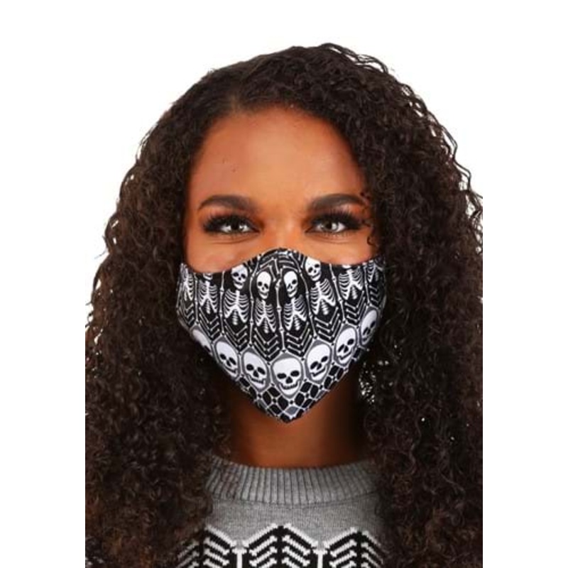 Skeletons Pattern Sublimated Face Mask for Adults