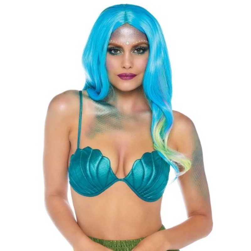 Women's Teal Mermaid Shell Bra Top