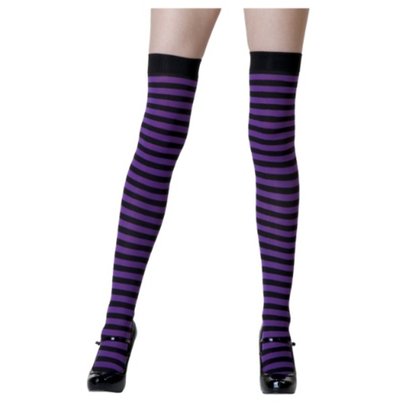 Black / Purple Striped Stockings