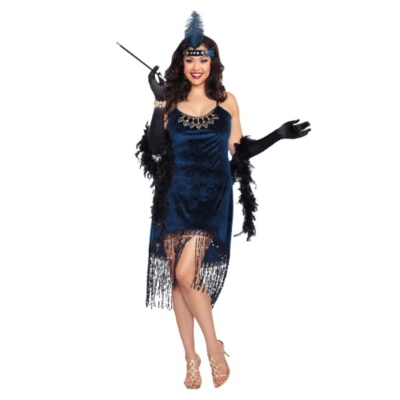 Women's Plus Size Blue Downtown Doll Costume