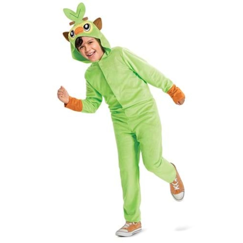 Kid's Pokmon Grookey Hooded Jumpsuit Costume Size 4/6