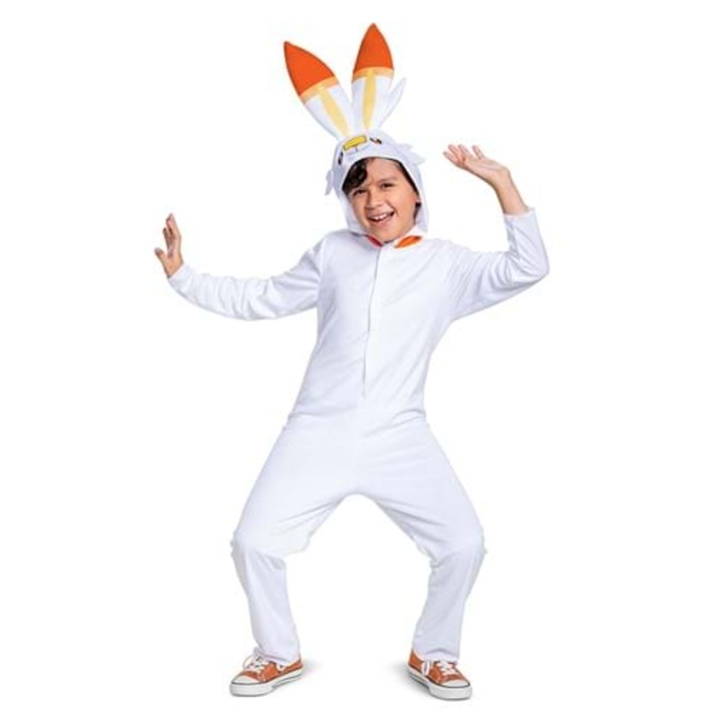 Kid's Pokmon Scorbunny Hooded Jumpsuit Classic Costume Size 4/6