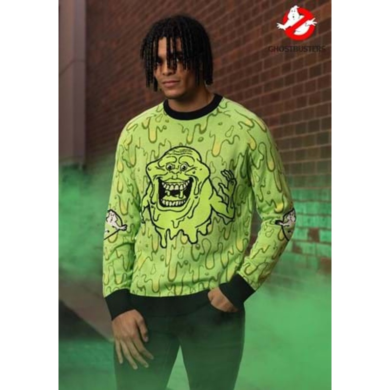 Ghostbusters Slimy Salutations Slimer Adult Sweater X-Small