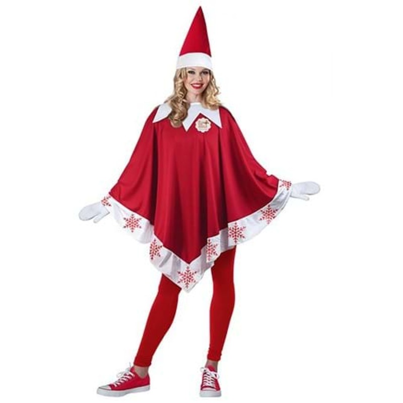 Elf on the Shelf Poncho Costume for Women Standard