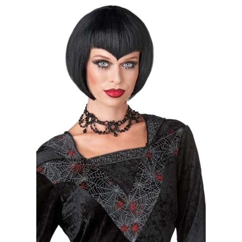 Vampirette V Bang Black Bob Costume Wig for Women Standard
