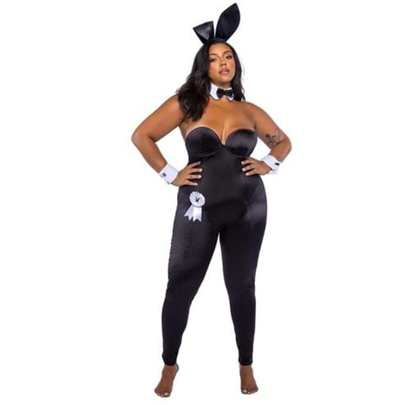 Women's Plus Size Black Playboy Bunny Classic Playmate Costume 1X