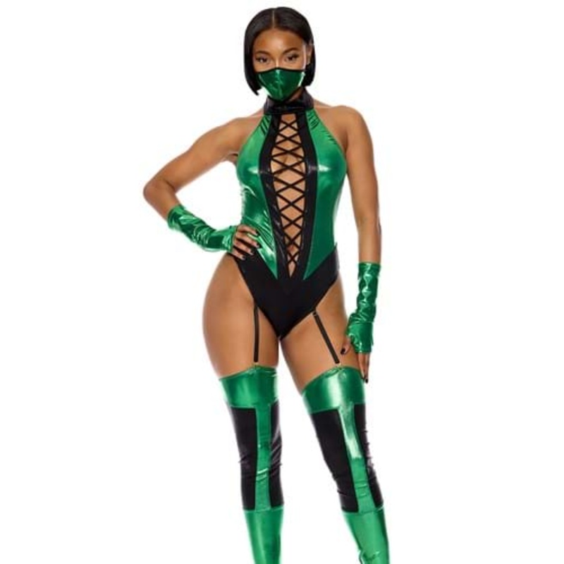 Sexy Green Video Game Kombat Fighter Costume for Women X-Small/Small