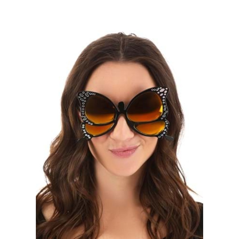 Adult Orange Butterfly Costume Glasses Standard